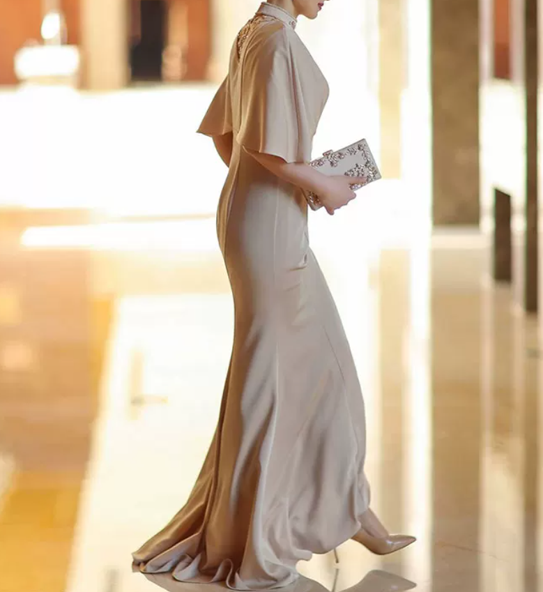 Robe de bal de princesse bustier à volants en satin long, robe de soirée C8117