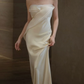 Superbe robe de mariée sirène bustier en satin et tulle, longue et en dentelle, C4563