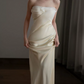 Superbe robe de mariée sirène bustier en satin et tulle, longue et en dentelle, C4563