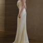 Superbe robe de mariée sirène bustier en satin et tulle, longue et en dentelle, C4563
