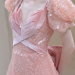 Robe de bal de princesse bustier à volants en satin long, robe de soirée C8117