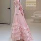 Robe de bal de princesse bustier à volants en satin long, robe de soirée C8117