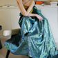 Vintage Halter Neck Yellow & Green Prom Dress Jacquard A-Line Evening Dress C8938