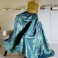Vintage Halter Neck Yellow & Green Prom Dress Jacquard A-Line Evening Dress C8938