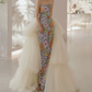 Robe de bal de princesse bustier à volants en satin long, robe de soirée C8117