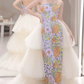 Robe de bal de princesse bustier à volants en satin long, robe de soirée C8117