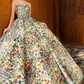 Dreamy Strapless Floral Prom Dress Sequins A-Line Evening Dress C8942