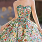 Dreamy Strapless Floral Prom Dress Sequins A-Line Evening Dress C8942