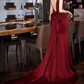 Sexy V Neck Red Prom Dress Bow Backless Mermaid Evening Dress C8943