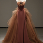 Robe de bal de princesse bustier à volants en satin long, robe de soirée C8117
