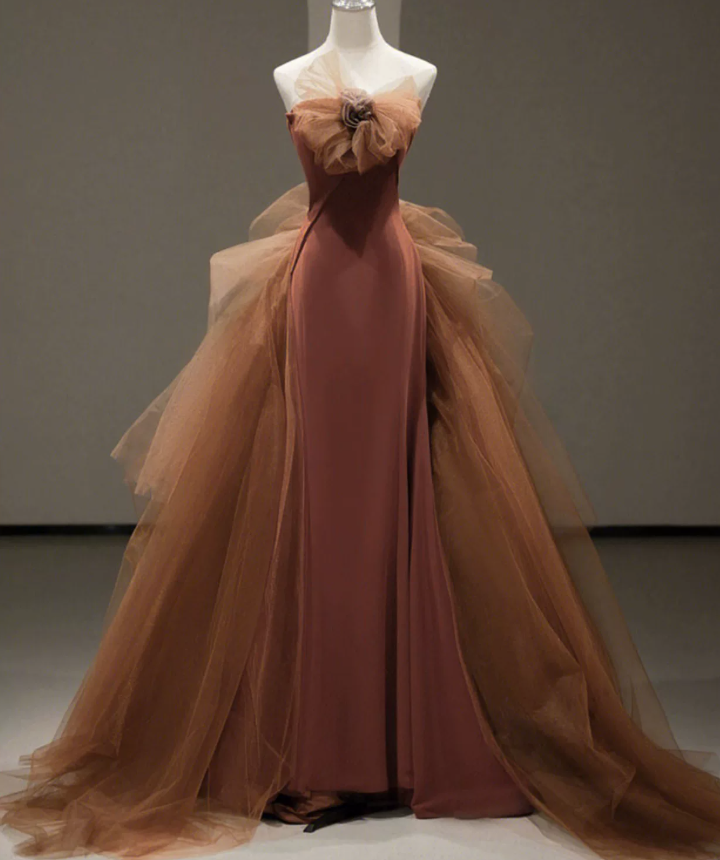 Robe de bal de princesse bustier à volants en satin long, robe de soirée C8117