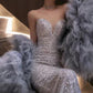 Robe de bal de princesse bustier à volants en satin long, robe de soirée C8117