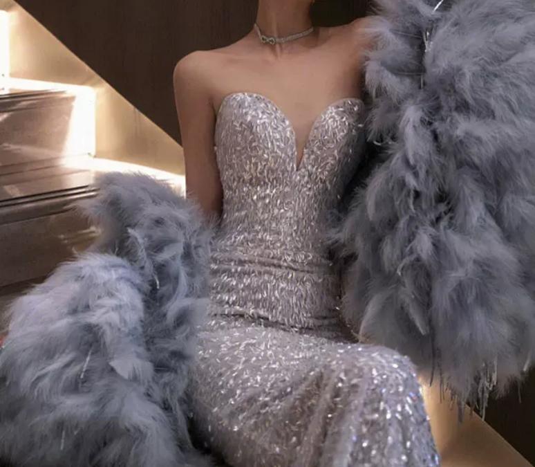 Robe de bal de princesse bustier à volants en satin long, robe de soirée C8117