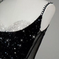 Glittering Spaghetti Straps Black Prom Dress Beaded Sequins Slit Mermaid Evening Dress C8949