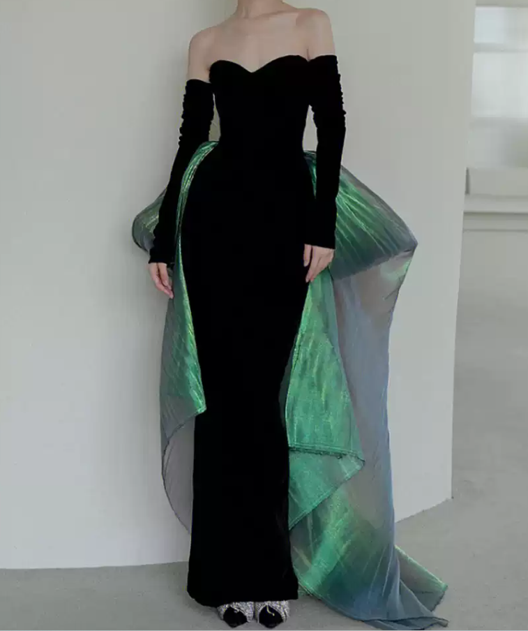 Robe de bal de princesse bustier à volants en satin long, robe de soirée C8117