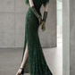 Robe de bal de princesse bustier à volants en satin long, robe de soirée C8117
