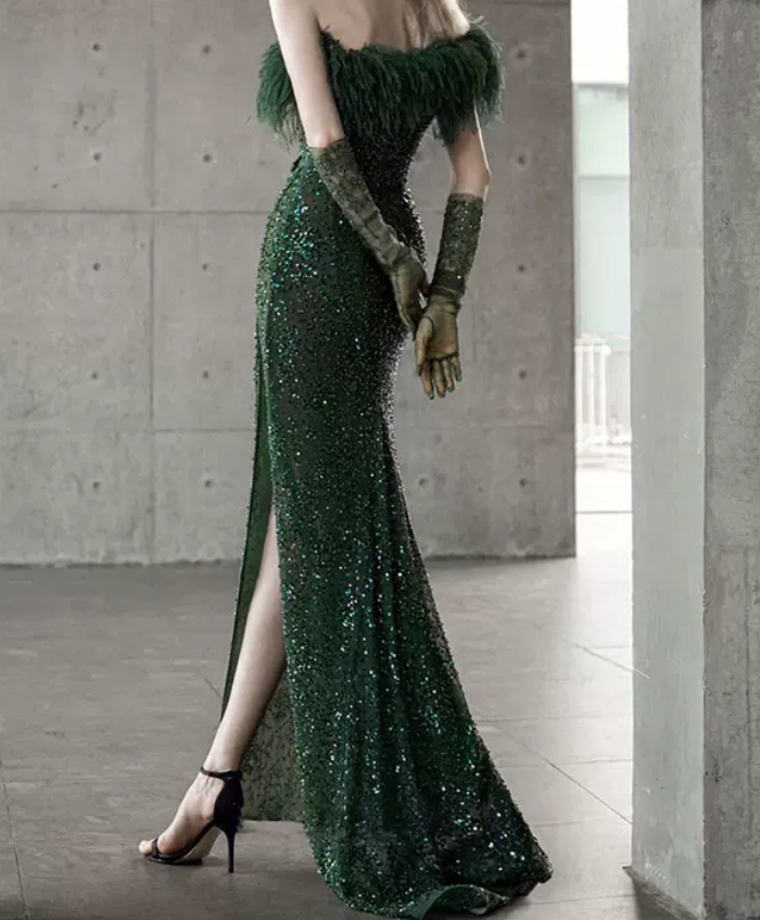 Robe de bal de princesse bustier à volants en satin long, robe de soirée C8117