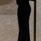 Ornate Long Sleeve Off-Shoulder Prom Dress Black Mermaid Evening Dress C8954