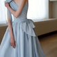 Playful One Shoulder Blue Prom Dress Bows 3D Florals A-Line Evening Dress C8955