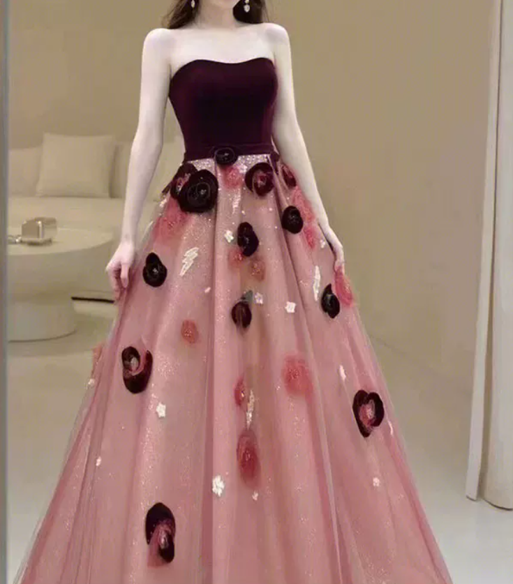 Robe de bal de princesse bustier à volants en satin long, robe de soirée C8117