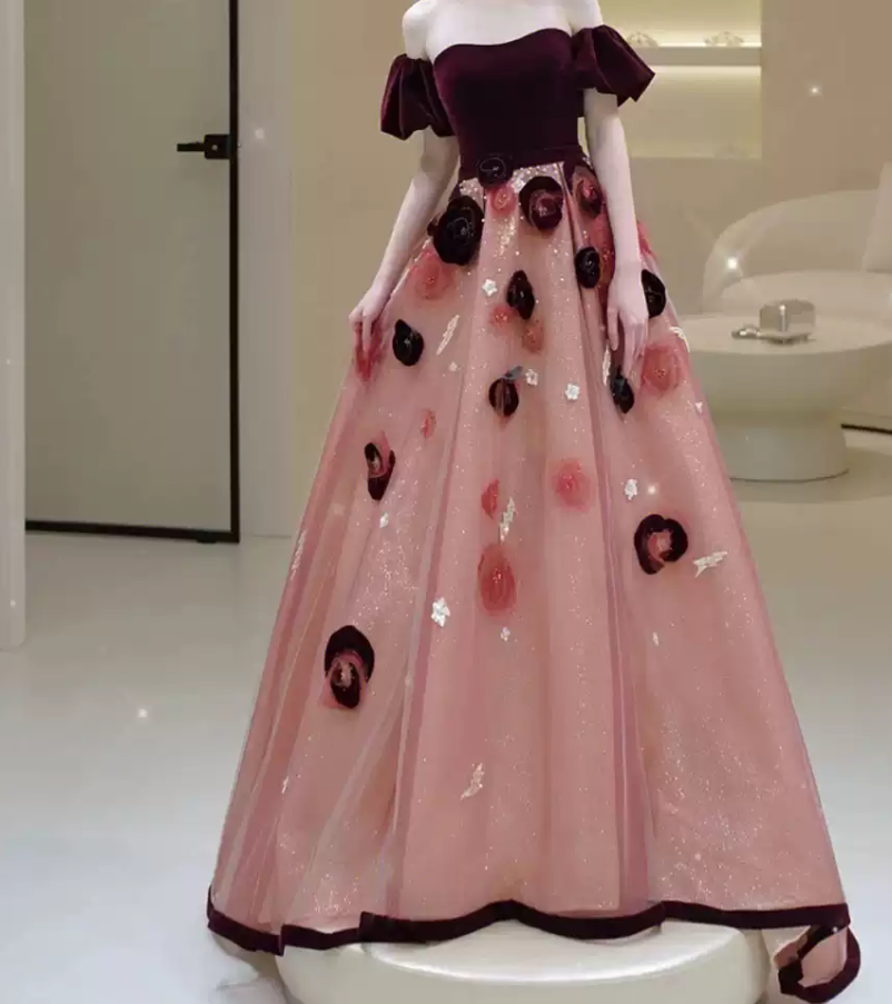 Robe de bal de princesse bustier à volants en satin long, robe de soirée C8117