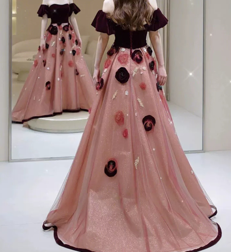 Robe de bal de princesse bustier à volants en satin long, robe de soirée C8117