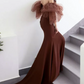 Robe de bal de princesse bustier à volants en satin long, robe de soirée C8117