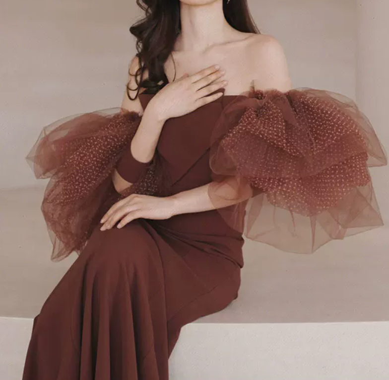 Robe de bal de princesse bustier à volants en satin long, robe de soirée C8117