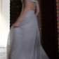 Robe de bal de princesse bustier à volants en satin long, robe de soirée C8117