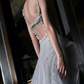 Robe de bal de princesse bustier à volants en satin long, robe de soirée C8117