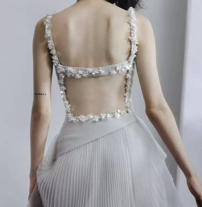 Robe de bal de princesse bustier à volants en satin long, robe de soirée C8117