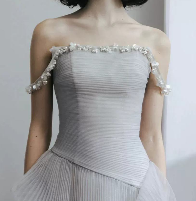 Robe de bal de princesse bustier à volants en satin long, robe de soirée C8117