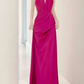 Playful Halter Neck Hot Pink Prom Dress Silt Mermaid Evening Dress C8963
