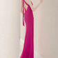 Playful Halter Neck Hot Pink Prom Dress Silt Mermaid Evening Dress C8963