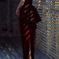 Retro Strapless Red Prom Dress Jacquard Mermaid Evening Dress C8965