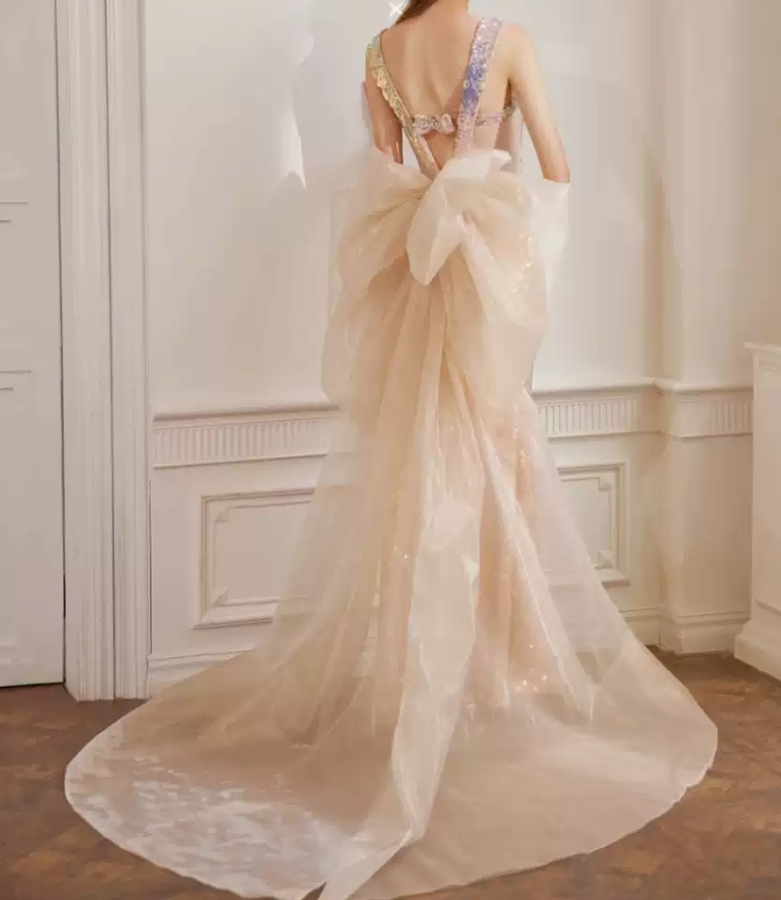 Robe de bal de princesse bustier à volants en satin long, robe de soirée C8117