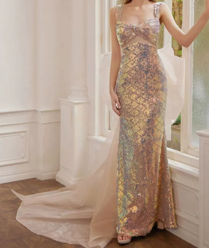 Robe de bal de princesse bustier à volants en satin long, robe de soirée C8117