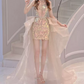 Lovely Halter Neck Sequins Pink Homecoming Dress With Bow Train Beaded Sheath Birthday Dress C8967