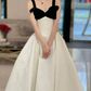 Romantic Spaghetti Straps Bows Prom Dress Black & White A-Line Evening Dress C8969