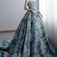 Robe de bal de princesse bustier à volants en satin long, robe de soirée C8117