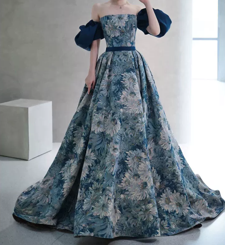 Robe de bal de princesse bustier à volants en satin long, robe de soirée C8117