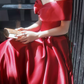 Classic Off-Shoulder Red Prom Dress Satin A-Line Evening Dress C8971