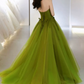 Robe de bal de princesse bustier à volants en satin long, robe de soirée C8117
