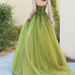 Robe de bal de princesse bustier à volants en satin long, robe de soirée C8117