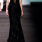 Sleek Spaghetti Straps Black Prom Dress Rhinestones Mermaid Evening Dress C8973
