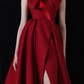 Alluring Strapless Red Prom Dress Bow Satin Slit A-Line Evening Dress C8974
