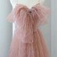 Sweet Spaghetti Straps Prom Dress Pink Sequins Tulle A-Line Evening Dress C8975