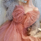 Sweet Spaghetti Straps Prom Dress Pink Sequins Tulle A-Line Evening Dress C8975