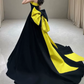 Retro Strapless Black Prom Dress Bow A-Line Evening Dress C8978