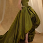 Enchanting Strapless Green Prom Dress Satin A-Line Evening Dress C8979